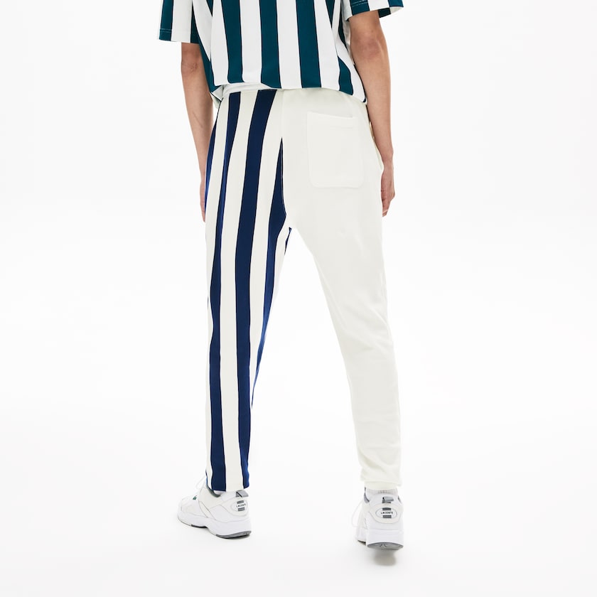 Calças Branco Azul Marinho Azuis Branco Masculino Lacoste LIVE Bicolor Fleece Tracksuit HX4-94039T2