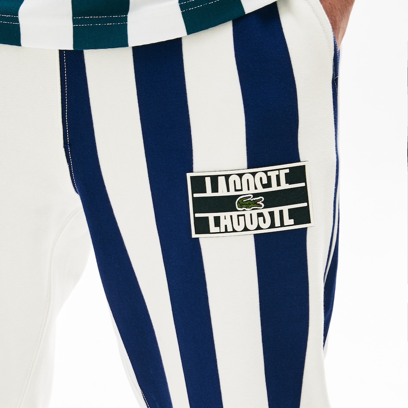 Calças Branco Azul Marinho Azuis Branco Masculino Lacoste LIVE Bicolor Fleece Tracksuit HX4-94039T2