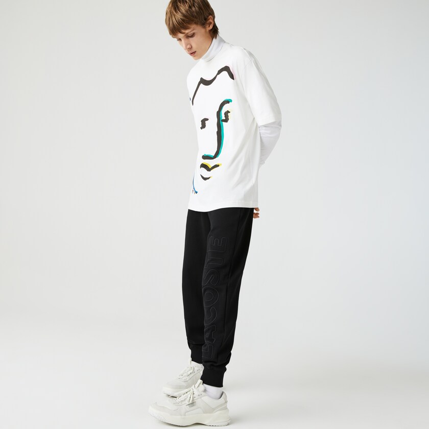 Calças Pretas Masculino Lacoste LIVE Embroidered Cotton Blend Tracksuit WK1-26472O2