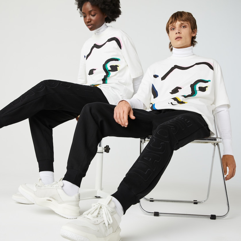 Calças Pretas Masculino Lacoste LIVE Embroidered Cotton Blend Tracksuit WK1-26472O2