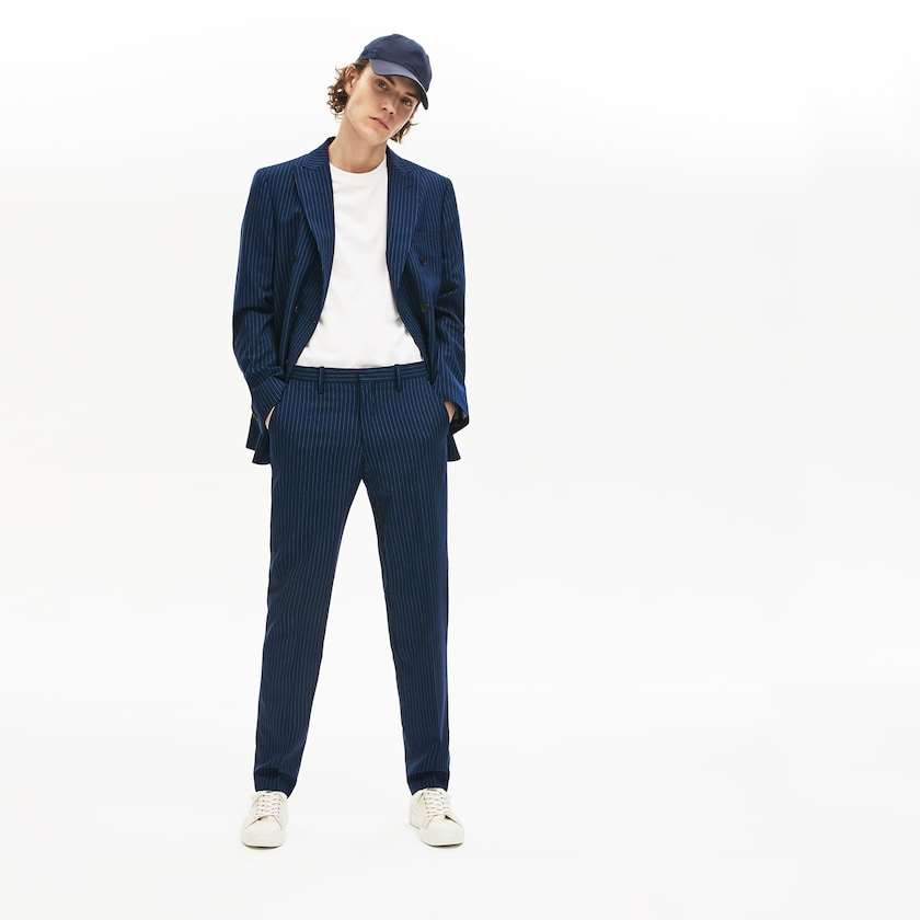 Calças Azuis Branco Masculino Lacoste LIVE Fine Pinstriped Wool Suit XR3-37553S3