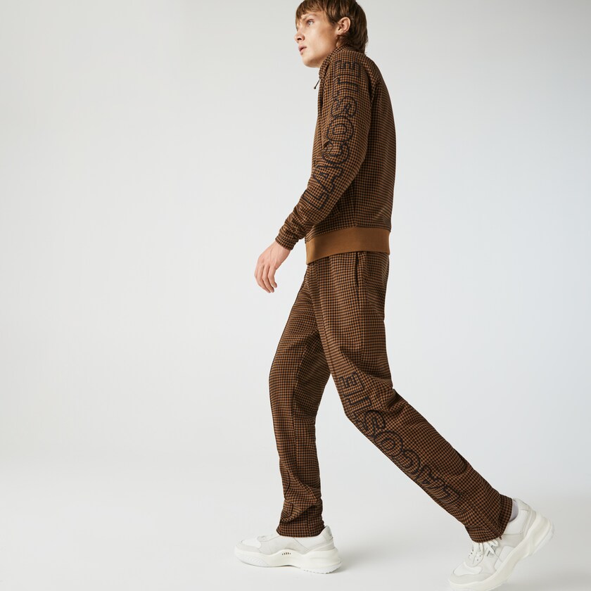 Calças Marrom Pretas Masculino Lacoste LIVE Houndstooth Print Fleece Tracksuit FI8-24362X3