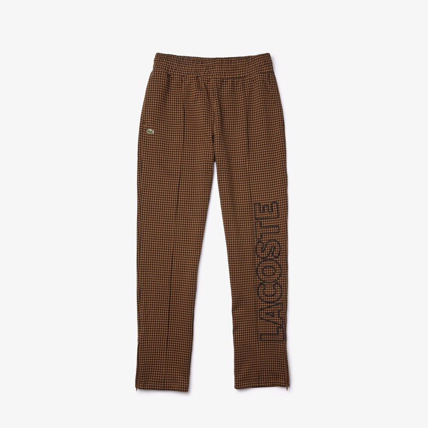 Calças Marrom Pretas Masculino Lacoste LIVE Houndstooth Print Fleece Tracksuit FI8-24362X3