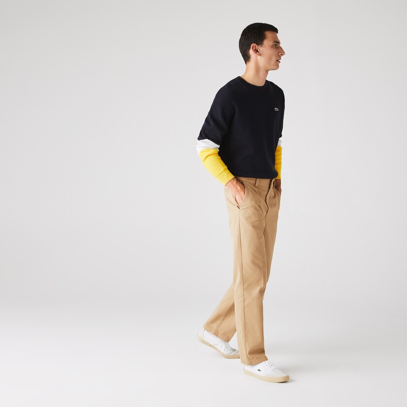 Calças Bege Masculino Lacoste LIVE Standard Fit Pleated Cotton Chino CO0-22942A0
