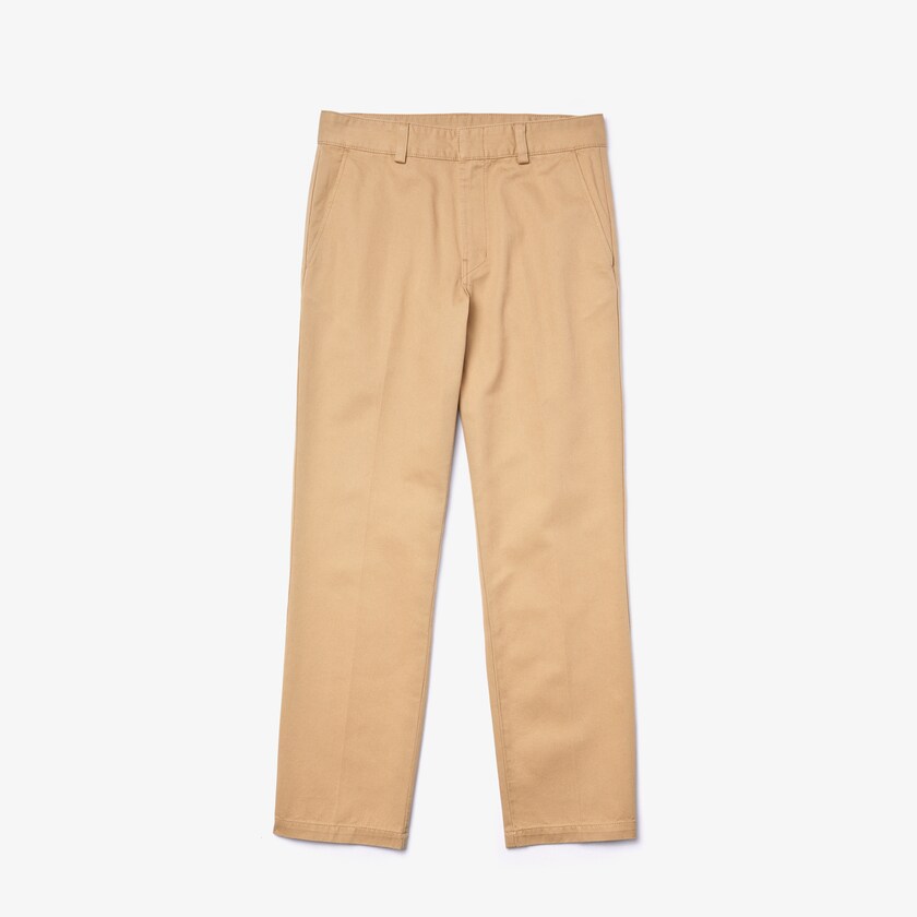 Calças Bege Masculino Lacoste LIVE Standard Fit Pleated Cotton Chino CO0-22942A0