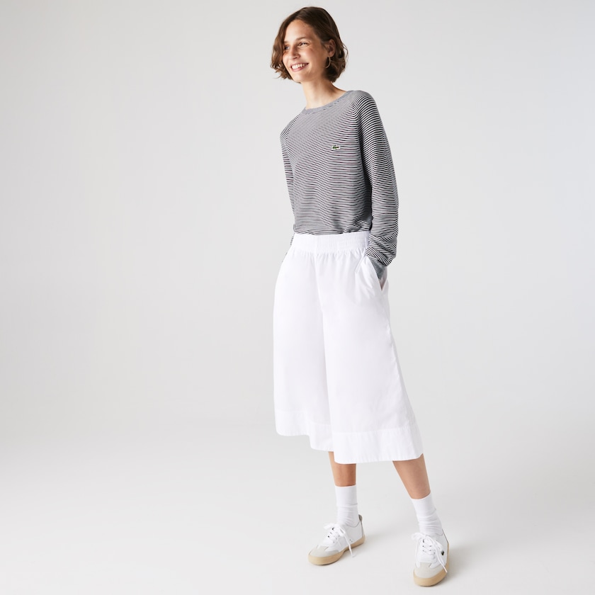 Calças Branco Feminino Lacoste Light Cotton Poplin Culottes JT7-29082L0