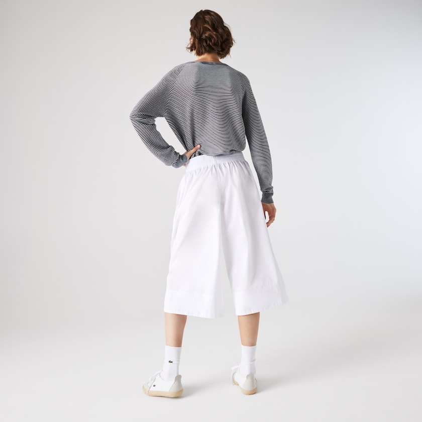 Calças Branco Feminino Lacoste Light Cotton Poplin Culottes JT7-29082L0