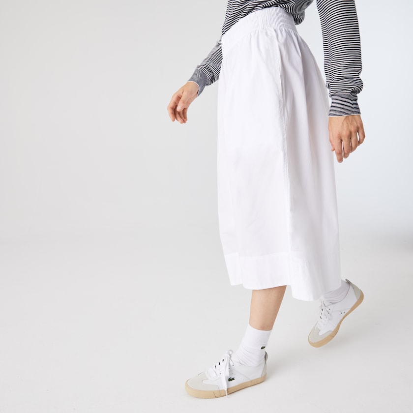 Calças Branco Feminino Lacoste Light Cotton Poplin Culottes JT7-29082L0