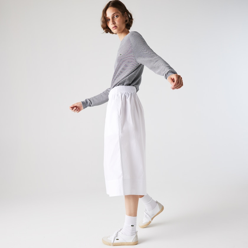 Calças Branco Feminino Lacoste Light Cotton Poplin Culottes JT7-29082L0