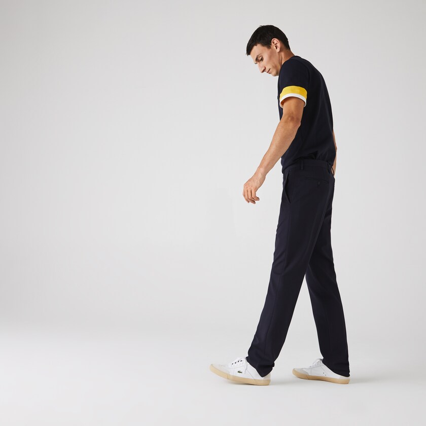 Calças Azul Marinho Azuis Masculino Lacoste Pleated Stretch Chino LY0-42104K0