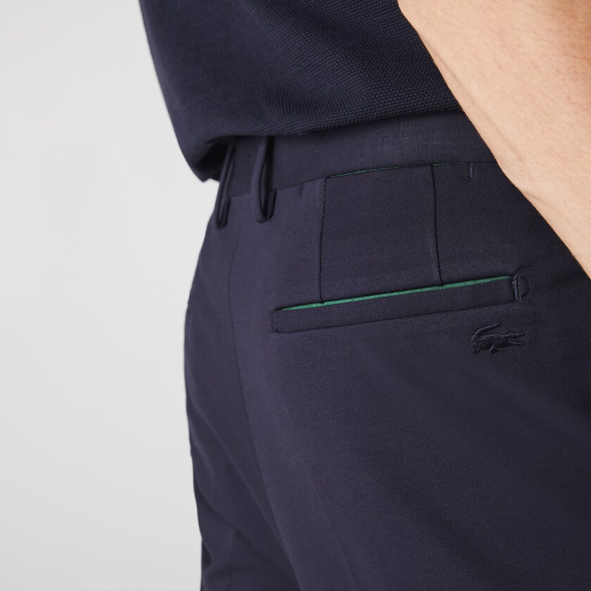 Calças Azul Marinho Azuis Masculino Lacoste Pleated Stretch Chino LY0-42104K0