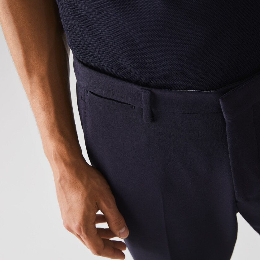Calças Azul Marinho Azuis Masculino Lacoste Pleated Stretch Chino LY0-42104K0