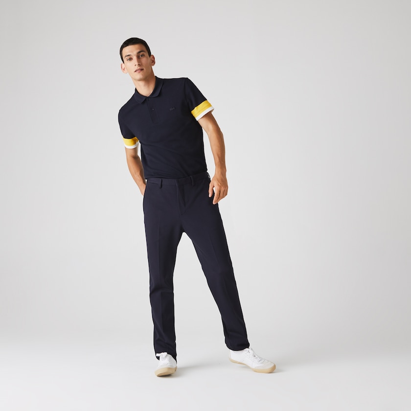 Calças Azul Marinho Azuis Masculino Lacoste Pleated Stretch Chino LY0-42104K0