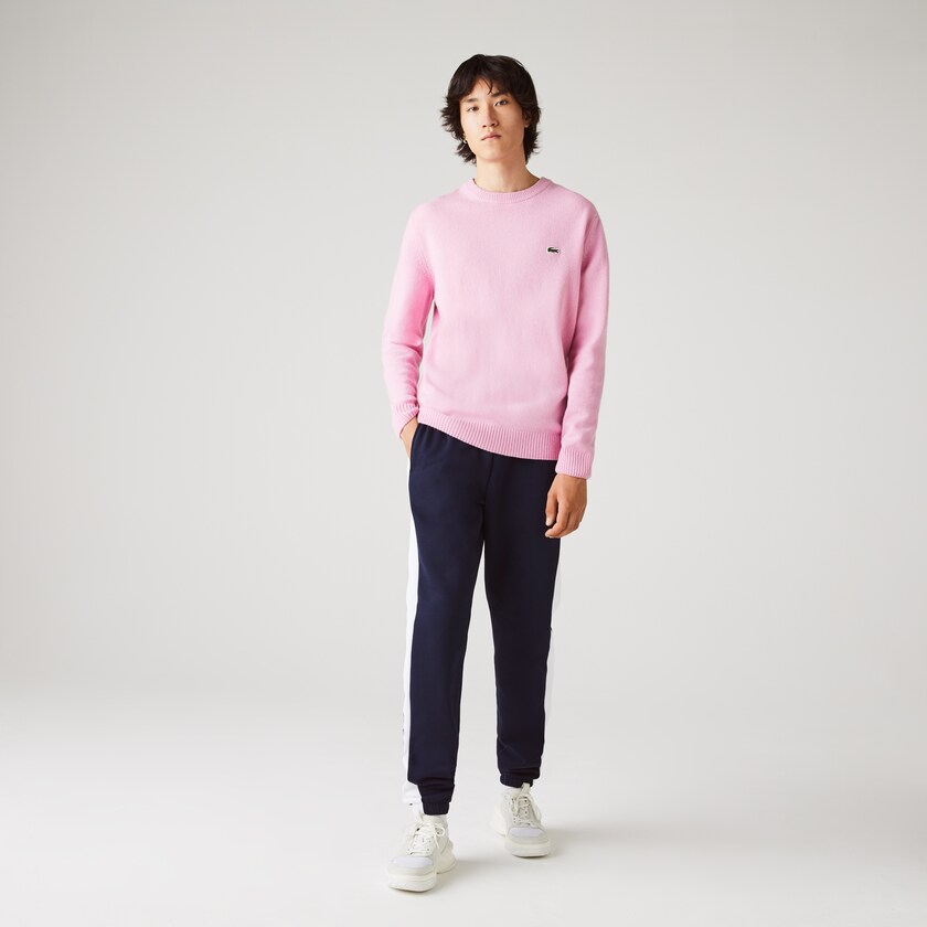 Calças Azul Marinho Azuis Branco Masculino Lacoste SPORT Bicolour Fleece Jogging FF9-33763R8