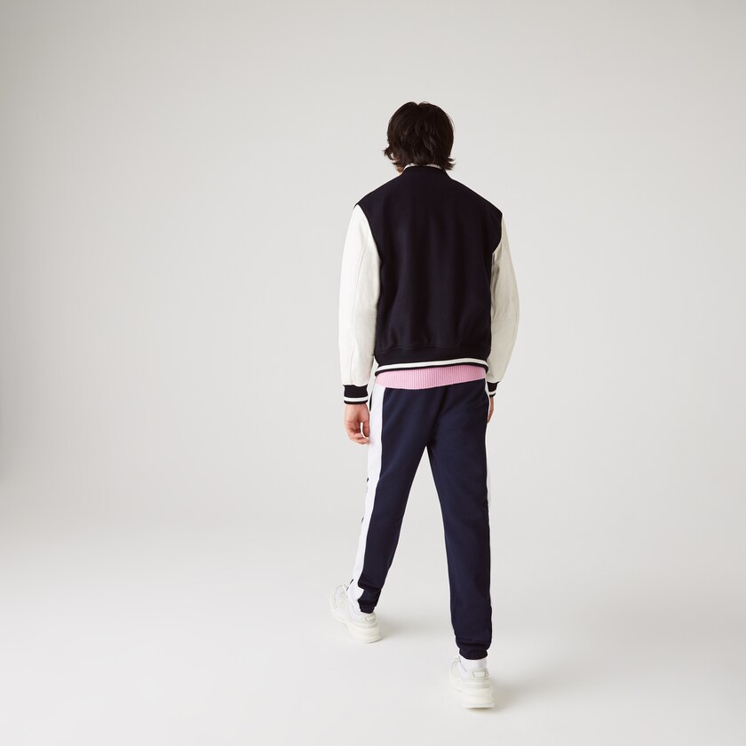 Calças Azul Marinho Azuis Branco Masculino Lacoste SPORT Bicolour Fleece Jogging FF9-33763R8