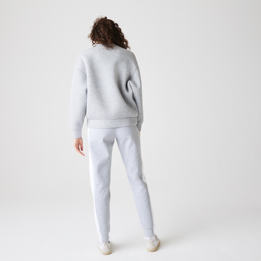 Calças Cinzentas Branco Feminino Lacoste SPORT Contrast Band Piqué Jogging OD9-33643G0
