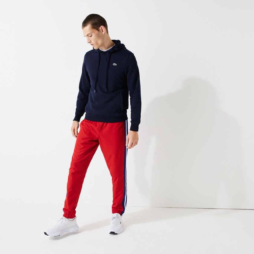 Calças Vermelhas Azuis Branco Masculino Lacoste SPORT Contrast Bands Lightweight Tracksuit SB4-46784U7