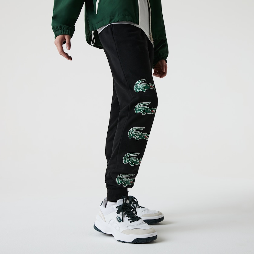Calças Pretas Masculino Lacoste SPORT Crocodile Print Fleece Jogging KN0-80058K4