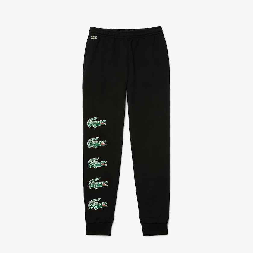 Calças Pretas Masculino Lacoste SPORT Crocodile Print Fleece Jogging KN0-80058K4