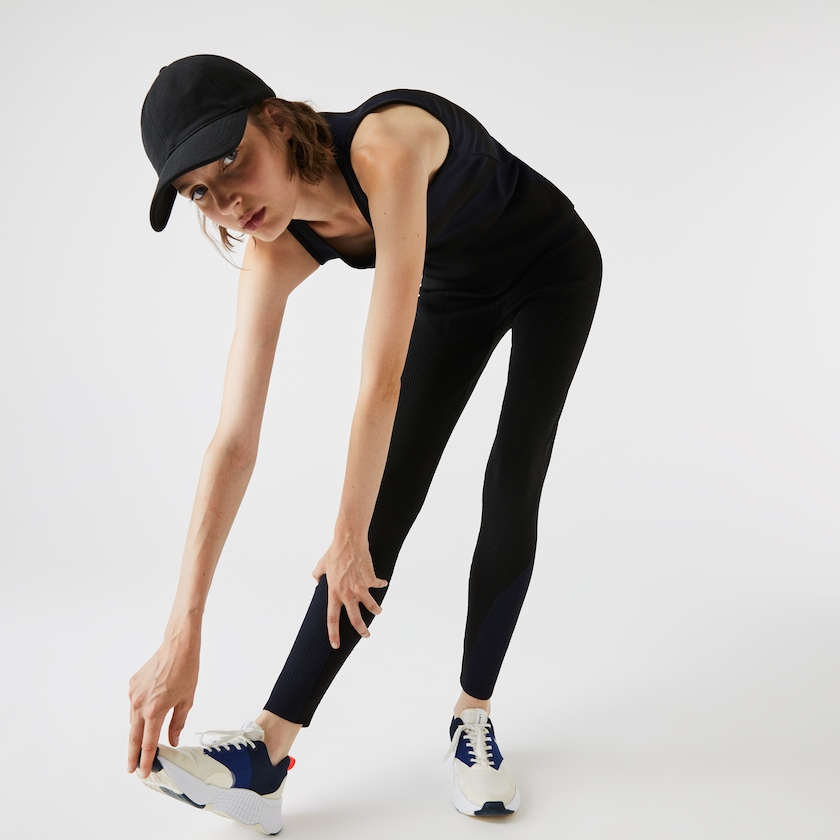 Calças Pretas Azul Marinho Azuis Feminino Lacoste SPORT Ergonomic Knit Leggings OC1-82218U0