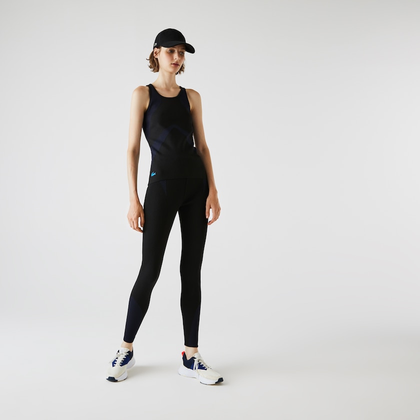 Calças Pretas Azul Marinho Azuis Feminino Lacoste SPORT Ergonomic Knit Leggings OC1-82218U0