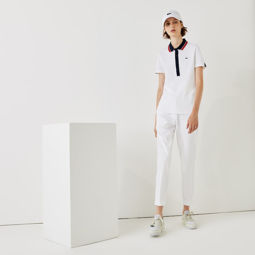 Calças Branco Feminino Lacoste SPORT Golf Pleated Tech Gabardine YA8-69326F6