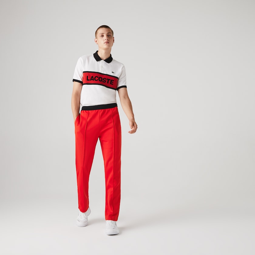 Calças Vermelhas Pretas Branco Masculino Lacoste SPORT Run-resistant Pleated Tracksuit KD8-39013O7