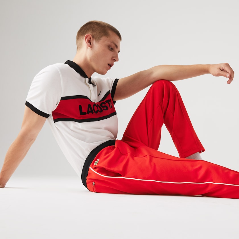 Calças Vermelhas Pretas Branco Masculino Lacoste SPORT Run-resistant Pleated Tracksuit KD8-39013O7