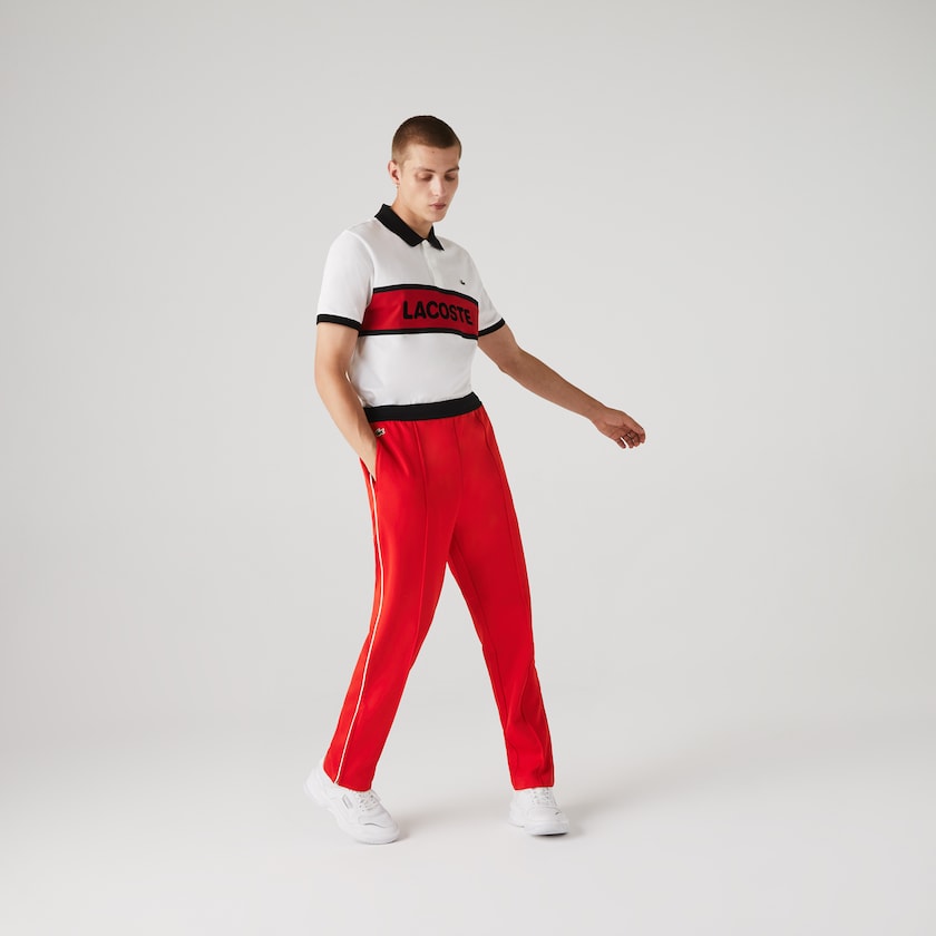 Calças Vermelhas Pretas Branco Masculino Lacoste SPORT Run-resistant Pleated Tracksuit KD8-39013O7