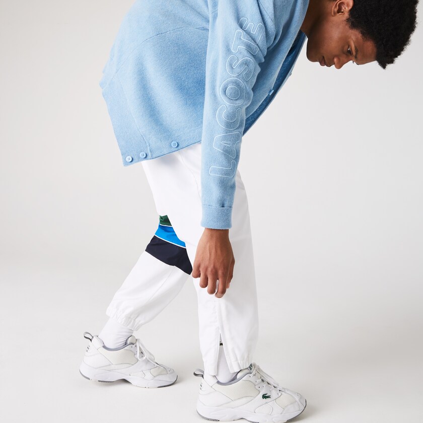 Calças Branco Azul Marinho Azuis Azuis Verdes Masculino Lacoste SPORT Striped Colorblock Tracksuit TY1-79647W5