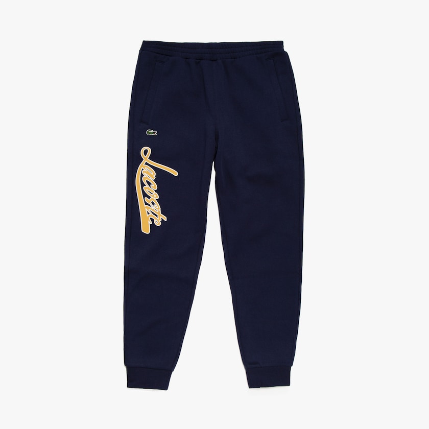 Calças Azul Marinho Azuis Masculino Lacoste Script Fleece Track LN8-08020T3