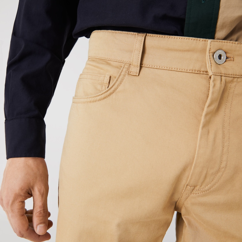 Calças Bege Masculino Lacoste Slim Fit 5-Pocket Stretch Cotton FZ9-77467M6