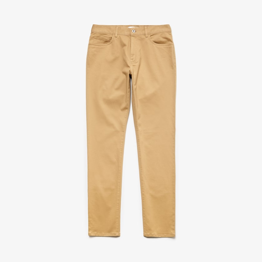 Calças Bege Masculino Lacoste Slim Fit 5-Pocket Stretch Cotton FZ9-77467M6