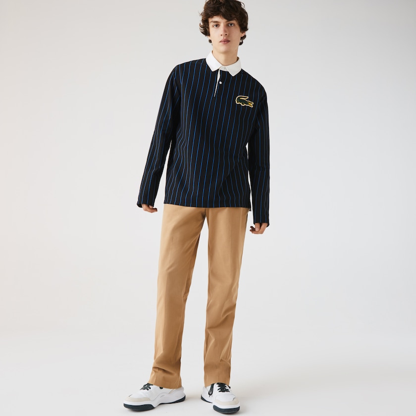 Calças Bege Masculino Lacoste Slim Fit Stretch Cotton Pleated Chino MG4-73197H2