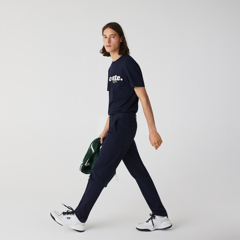 Calças Azul Marinho Azuis Masculino Lacoste Slim Fit Stretch Gabardine Chino QN0-43104K8