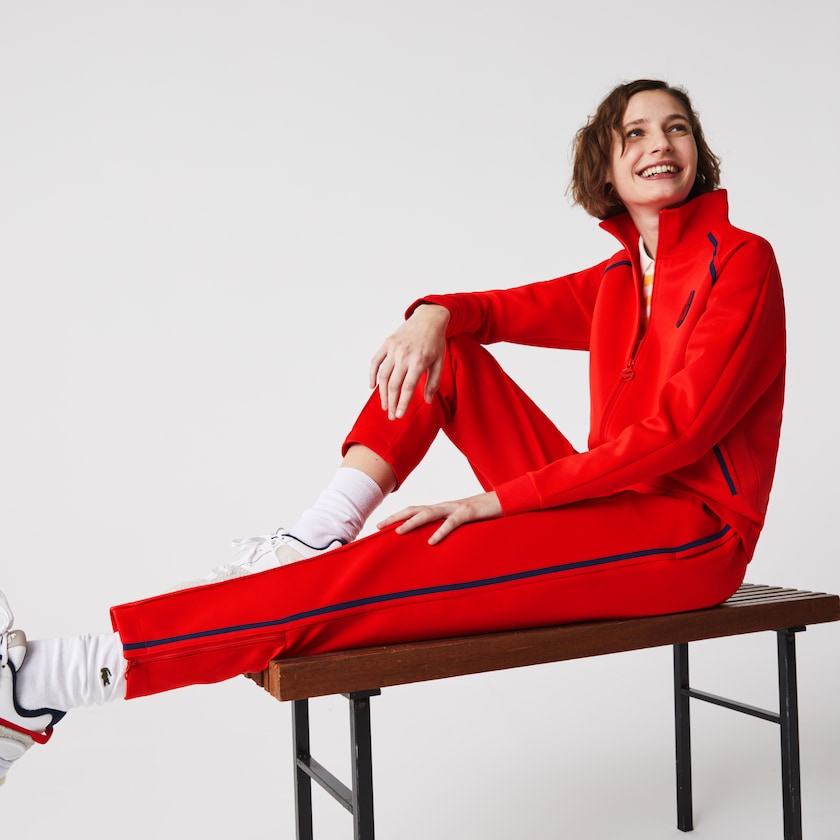 Calças Vermelhas Azuis Vermelhas Feminino Lacoste Straight Cut Contrast Bands Tracksuit RR5-46904L8