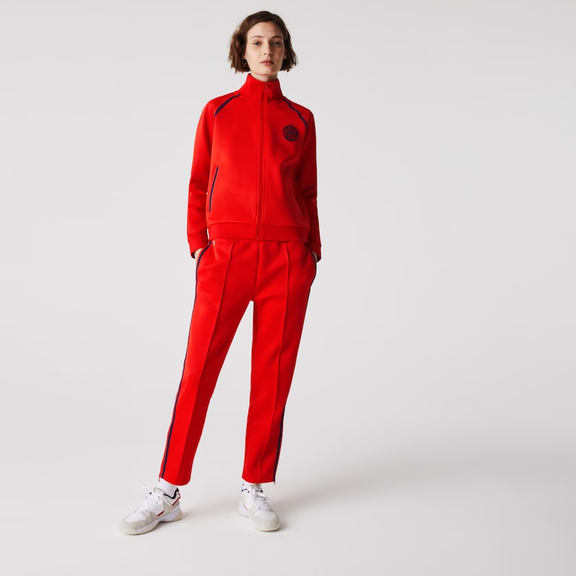 Calças Vermelhas Azuis Vermelhas Feminino Lacoste Straight Cut Contrast Bands Tracksuit RR5-46904L8