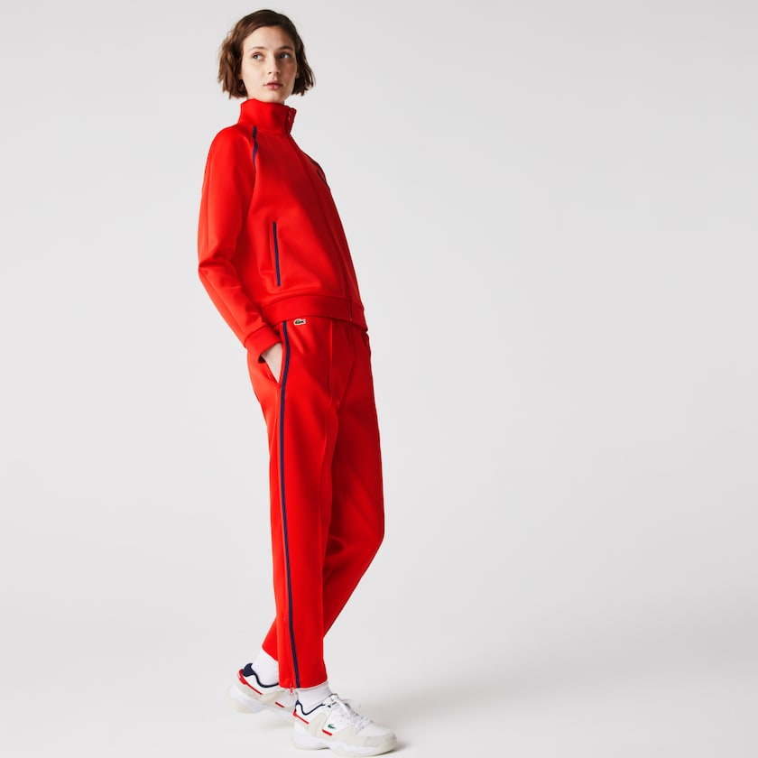 Calças Vermelhas Azuis Vermelhas Feminino Lacoste Straight Cut Contrast Bands Tracksuit RR5-46904L8