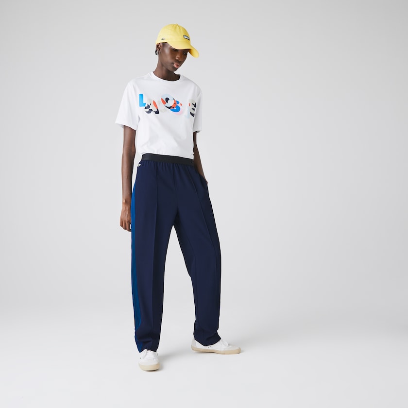 Calças Azul Marinho Azuis Azuis Feminino Lacoste Twill Flared LI1-77207C1