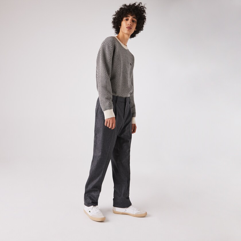 Calças Cinzentas Cinzentas Masculino Lacoste Virgin Wool And Cashmere Blend Pleated Chino XR8-37903Y9