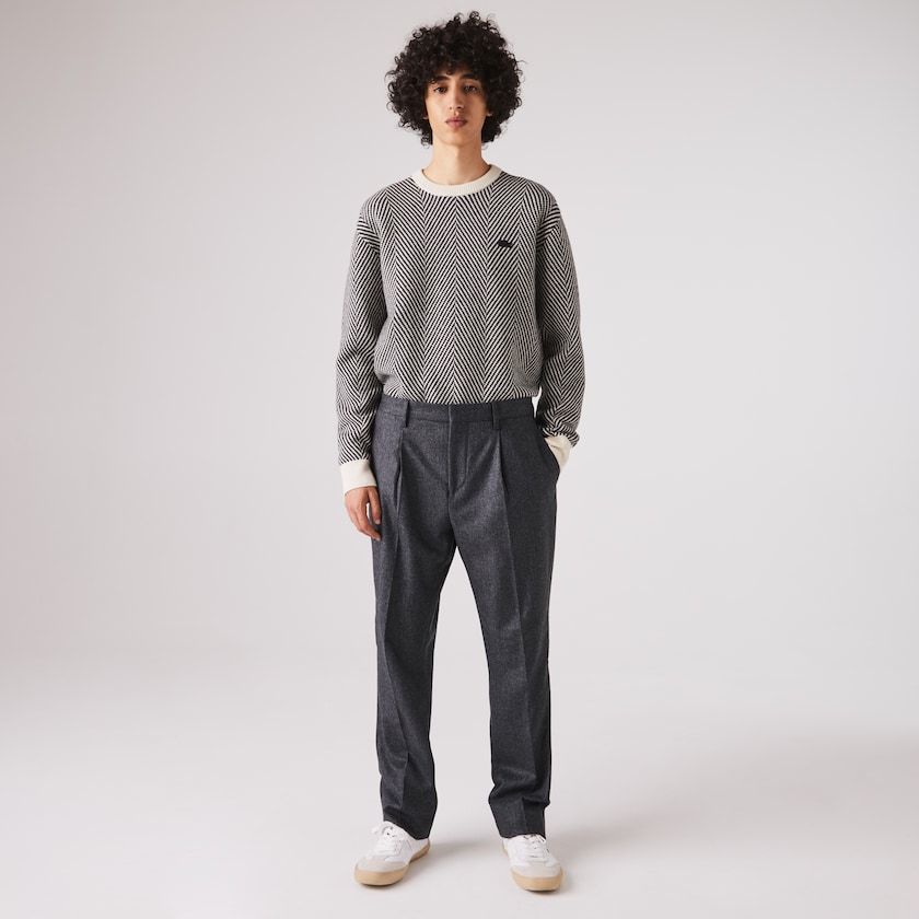 Calças Cinzentas Cinzentas Masculino Lacoste Virgin Wool And Cashmere Blend Pleated Chino XR8-37903Y9