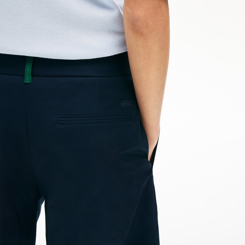 Calças Azul Marinho Azuis Feminino Lacoste Wide Cropped Cotton WG3-47944J9