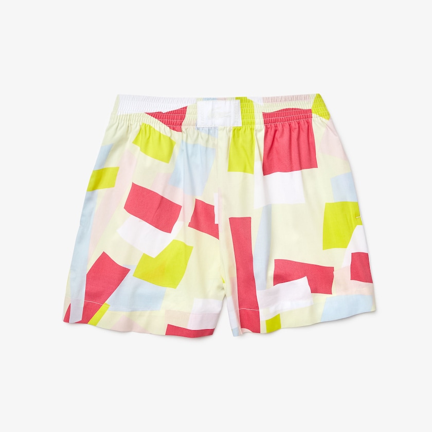 Calção Amarelas Branco Feminino Lacoste Abstract-Print Cotton Poplin LY2-32383Z1