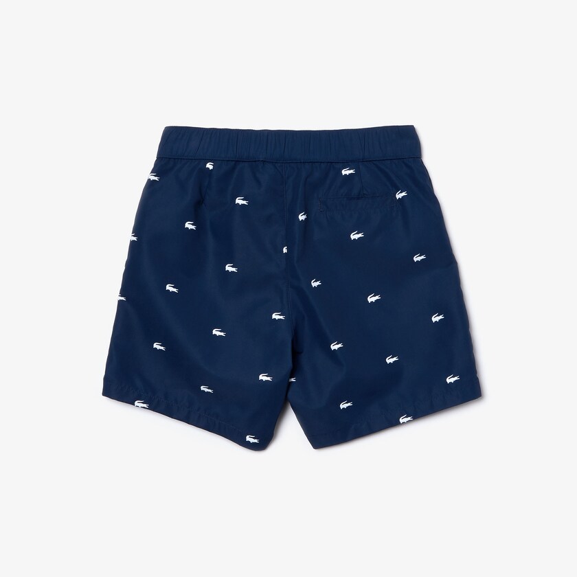 Calção Azul Marinho Azuis Branco Criança Lacoste All-Over Croc Swim Trunks JF3-91019Q3