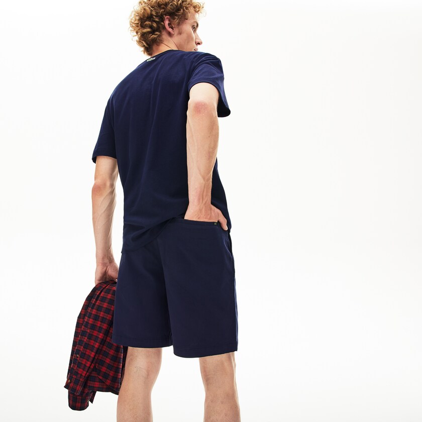 Calção Azul Marinho Azuis Masculino Lacoste Regular Fit Cotton Gabardine Bermuda NX6-75447I4