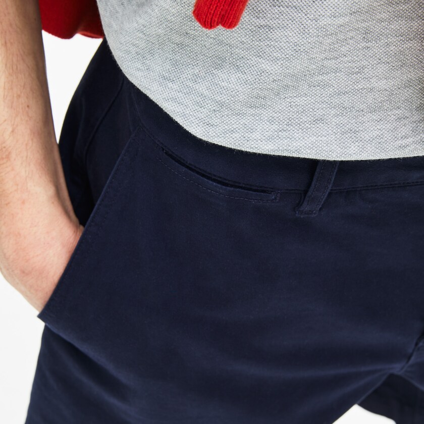 Calção Azul Marinho Azuis Masculino Lacoste Regular Fit Cotton Gabardine Bermuda NX6-75447I4