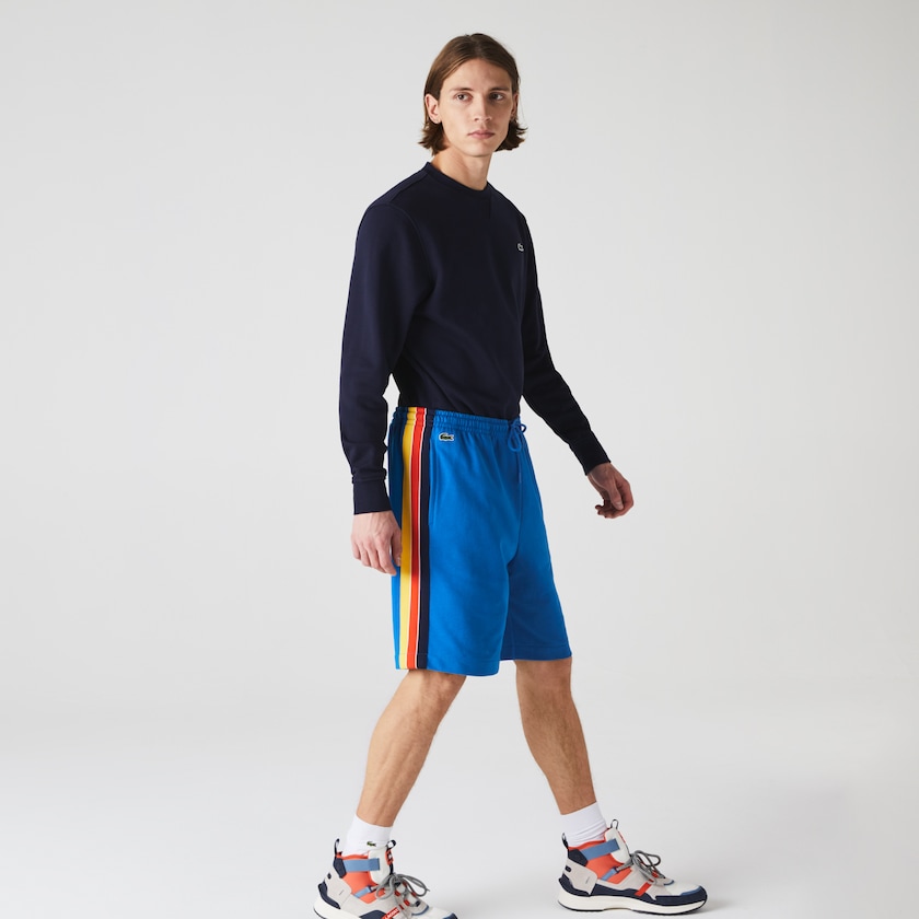 Calção Azuis Amarelas Vermelhas Azul Marinho Azuis Branco Masculino Lacoste SPORT Contrast Band Fleece QU2-73007S1