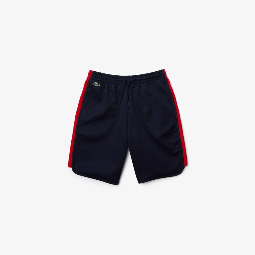 Calção Azul Marinho Azuis Vermelhas Masculino Lacoste SPORT Contrast Bands Cotton Blend IF9-24932W9