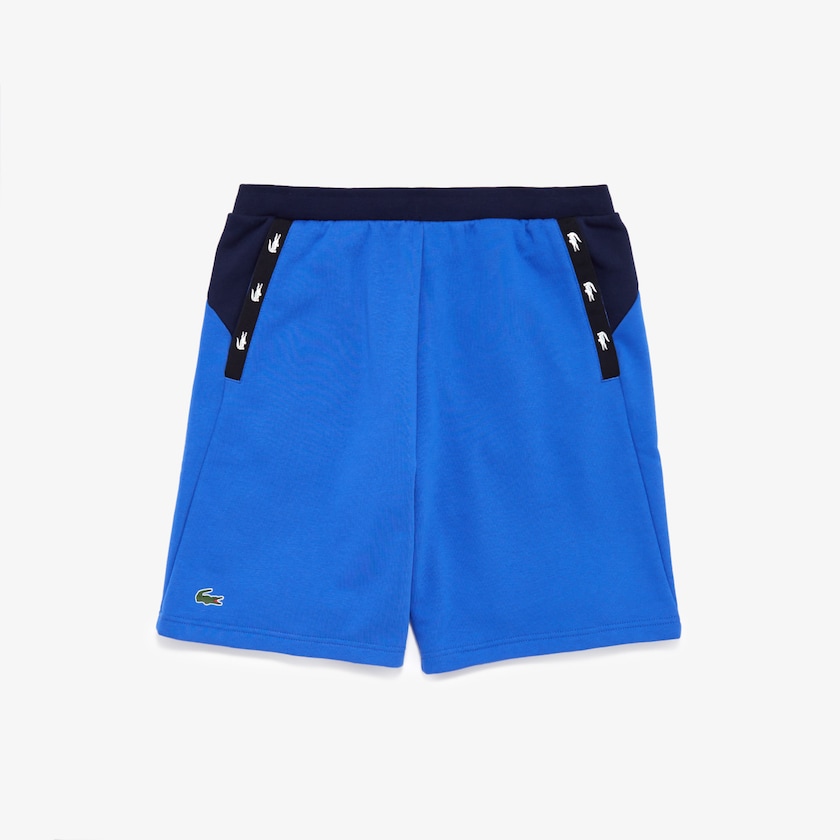 Calção Azuis Azul Marinho Azuis Masculino Lacoste SPORT Crocodile Striped Colorblock Fleece BH8-51565N4