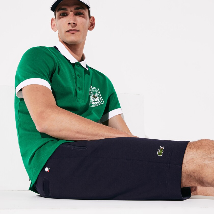 Calção Azul Marinho Azuis Verdes Branco Masculino Lacoste SPORT Roland Garros Cotton Fleece FG6-18591D9